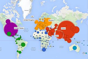 The map visualises how global emissions have developed over time and provides a snapshot ahead of the EU climate talks
